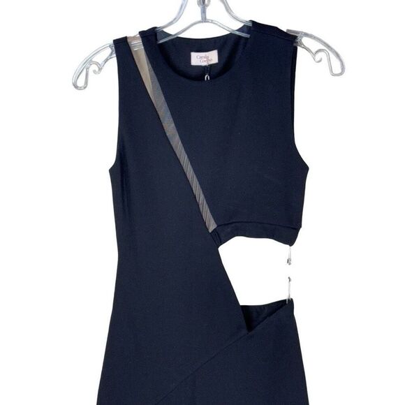 Camila Coelho Alex Maxi Dress in Black Asymmetric Cutout Column Slit XS FLAWS - Picture 10 of 15